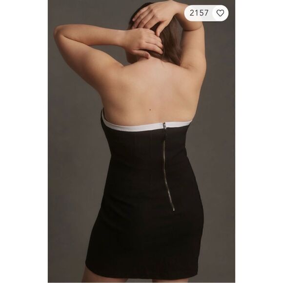 NEW Anthropologie Maeve Strapless Black White Magic Peekaboo Mini Dress Plus 1X - Picture 4 of 4